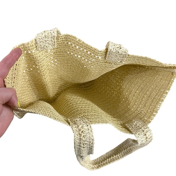 Burberry Goddess Woven Raffia Straw Tote Bag Tan Boho - Picture 6 of 7